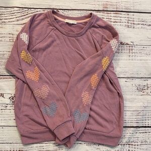 PJ Salvage Purple Long Sleeve Top with Heart Accents